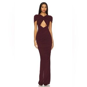 NEW Ronny Kobo Nasha Dress Twist Front Maroon Bailey Brown Bachelor